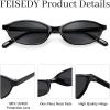 imageFEISEDY Retro Oval Cat Eye Sunglasses for Women 90s Narrow Lightweight Shades Y2k Trendy Sunnies B0257BlackBlack