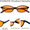 imageFEISEDY Retro Oval Cat Eye Sunglasses for Women 90s Narrow Lightweight Shades Y2k Trendy Sunnies B0257BlackOrange