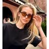 imageFEISEDY Retro Oval Cat Eye Sunglasses for Women 90s Narrow Lightweight Shades Y2k Trendy Sunnies B0257BlackOrange