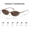 imageFEISEDY Retro Oval Cat Eye Sunglasses for Women 90s Narrow Lightweight Shades Y2k Trendy Sunnies B0257KhakiBrown