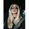 imageFEISEDY Retro Oval Cat Eye Sunglasses for Women 90s Narrow Lightweight Shades Y2k Trendy Sunnies B0257TeaTea