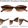 imageFEISEDY Retro Oval Cat Eye Sunglasses for Women 90s Narrow Lightweight Shades Y2k Trendy Sunnies B0257TortoiseGradient Brown