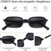 imageFEISEDY Retro Rectangular Sunglasses for Women Men 90s Small Vintage Fashion Square Sunnies B02822 Pack Blackblack