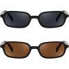 imageFEISEDY Retro Rectangular Sunglasses for Women Men 90s Small Vintage Fashion Square Sunnies B02822 Pack Blackbrown