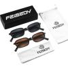 imageFEISEDY Retro Rectangular Sunglasses for Women Men 90s Small Vintage Fashion Square Sunnies B02822 Pack Blackbrown