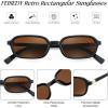 imageFEISEDY Retro Rectangular Sunglasses for Women Men 90s Small Vintage Fashion Square Sunnies B02822 Pack Brownbrown