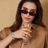 imageFEISEDY Retro Rectangular Sunglasses for Women Men 90s Small Vintage Fashion Square Sunnies B02822 Pack Brownbrown