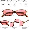 imageFEISEDY Retro Rectangular Sunglasses for Women Men 90s Small Vintage Fashion Square Sunnies B0282TortoisePink
