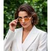imageFEISEDY Retro Rectangular Sunglasses for Women Men 90s Small Vintage Fashion Square Sunnies B0282Whiteorange