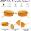 imageFEISEDY Retro Rectangular Sunglasses for Women Men 90s Small Vintage Fashion Square Sunnies B0282Whiteorange
