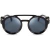 imageFEISEDY Retro Round Steampunk Sunglasses Women Men Vintage Eyewear Light Plastic Frame with Leatherwear B2532Black