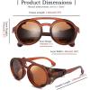 imageFEISEDY Retro Round Steampunk Sunglasses Women Men Vintage Eyewear Light Plastic Frame with Leatherwear B2532Brown