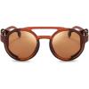imageFEISEDY Retro Round Steampunk Sunglasses Women Men Vintage Eyewear Light Plastic Frame with Leatherwear B2532Brown