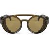 imageFEISEDY Retro Round Steampunk Sunglasses Women Men Vintage Eyewear Light Plastic Frame with Leatherwear B2532Green