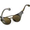 imageFEISEDY Retro Round Steampunk Sunglasses Women Men Vintage Eyewear Light Plastic Frame with Leatherwear B2532Green