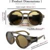 imageFEISEDY Retro Round Steampunk Sunglasses Women Men Vintage Eyewear Light Plastic Frame with Leatherwear B2532Green