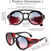 imageFEISEDY Retro Round Steampunk Sunglasses Women Men Vintage Eyewear Light Plastic Frame with Leatherwear B2532Red