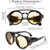 imageFEISEDY Retro Round Steampunk Sunglasses Women Men Vintage Eyewear Light Plastic Frame with Leatherwear B2532Yellow