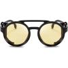 imageFEISEDY Retro Round Steampunk Sunglasses Women Men Vintage Eyewear Light Plastic Frame with Leatherwear B2532Yellow