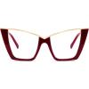 imageFEISEDY Fashion Cat Eye Blue Light Blocking Glasses for Women Fake Retro Eyeglasses Oversized Stylish Eyewear Frame B0240Burgundy