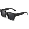 imageFEISEDY Retro 90s Square Sunglasses for Women Men Trendy Chunky Rectangle Sunglasses UV400 Protection B2385001 Black  Grey Lens