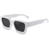 imageFEISEDY Retro 90s Square Sunglasses for Women Men Trendy Chunky Rectangle Sunglasses UV400 Protection B2385006 White  Grey Lens