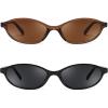 imageFEISEDY Retro Oval Cat Eye Sunglasses for Women 90s Narrow Lightweight Shades Y2k Trendy Sunnies B02572 Pack Brownblack