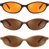imageFEISEDY Retro Oval Cat Eye Sunglasses for Women 90s Narrow Lightweight Shades Y2k Trendy Sunnies B02573 Pack Orangebrowntea