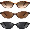 imageFEISEDY Retro Oval Cat Eye Sunglasses for Women 90s Narrow Lightweight Shades Y2k Trendy Sunnies B02573 Pack Tortoisebrownblack