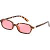 imageFEISEDY Retro Rectangular Sunglasses for Women Men 90s Small Vintage Fashion Square Sunnies B0282TortoisePink
