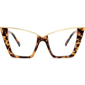 imageFEISEDY Fashion Cat Eye Blue Light Blocking Glasses for Women Fake Retro Eyeglasses Oversized Stylish Eyewear Frame B0240Tortoise