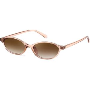 imageFEISEDY Retro Oval Cat Eye Sunglasses for Women 90s Narrow Lightweight Shades Y2k Trendy Sunnies B0257ChampagneGradient Tea