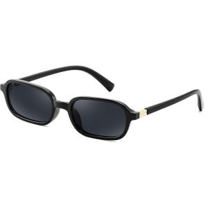 imageFEISEDY Retro Rectangular Sunglasses for Women Men 90s Small Vintage Fashion Square Sunnies B0282BlackBlack