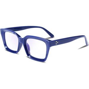 imageFEISEDY Retro Square Blue Light Blocking Reading Glasses Anti Glare Digital Eyestrain Reader B2479Blue