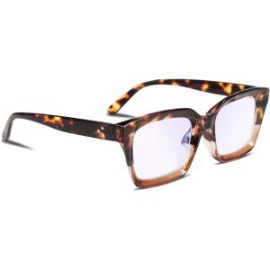 imageFEISEDY Retro Square Blue Light Blocking Reading Glasses Anti Glare Digital Eyestrain Reader B2479Leopard