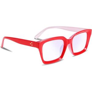 imageFEISEDY Retro Square Blue Light Blocking Reading Glasses Anti Glare Digital Eyestrain Reader B2479Red