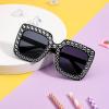 imageFEISEDY Kids Sunglasses for Girls Oversized Square Sparkling Party Sun Glasses Lightweight Fashion Shades B0053Black Frame  Grey Lens