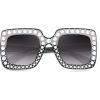 imageFEISEDY Kids Sunglasses for Girls Oversized Square Sparkling Party Sun Glasses Lightweight Fashion Shades B0053Transparent Grey Frame  Gradient Grey Lens