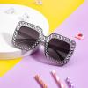imageFEISEDY Kids Sunglasses for Girls Oversized Square Sparkling Party Sun Glasses Lightweight Fashion Shades B0053Transparent Grey Frame  Gradient Grey Lens