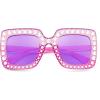 imageFEISEDY Kids Sunglasses for Girls Oversized Square Sparkling Party Sun Glasses Lightweight Fashion Shades B0053Transparent Purple Frame  Purple Lens