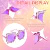 imageFEISEDY Kids Sunglasses for Girls Oversized Square Sparkling Party Sun Glasses Lightweight Fashion Shades B0053Transparent Purple Frame  Purple Lens