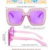 imageFEISEDY Kids Sunglasses for Girls Oversized Square Sparkling Party Sun Glasses Lightweight Fashion Shades B0053Transparent Purple Frame  Purple Lens
