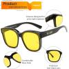 imageFEISEDY Men Women Night Vision Driving Glasses Anti Glare Fit Over Polarized Nighttime Sunglasses B0269Black Frame  Yellow Lens