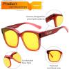 imageFEISEDY Men Women Night Vision Driving Glasses Anti Glare Fit Over Polarized Nighttime Sunglasses B0269Gradual Wine Red Frame  Yellow