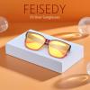 imageFEISEDY Men Women Night Vision Driving Glasses Anti Glare Fit Over Polarized Nighttime Sunglasses B0269Gradual Wine Red Frame  Yellow