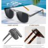 imageFEISEDY Polarized Aviator Mens Sunglasses Square Modern Women Vintage Style Acetate Frame UV400 B0191001 Transparent Grey Frame  Grey