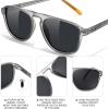 imageFEISEDY Polarized Aviator Mens Sunglasses Square Modern Women Vintage Style Acetate Frame UV400 B0191001 Transparent Grey Frame  Grey