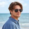imageFEISEDY Polarized Aviator Mens Sunglasses Square Modern Women Vintage Style Acetate Frame UV400 B0191001 Transparent Grey Frame  Grey