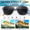 imageFEISEDY Polarized Aviator Mens Sunglasses Square Modern Women Vintage Style Acetate Frame UV400 B0191001 Transparent Grey Frame  Grey