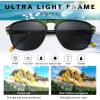 imageFEISEDY Polarized Aviator Mens Sunglasses Square Modern Women Vintage Style Acetate Frame UV400 B0191002 Transparent Green Frame  Grey